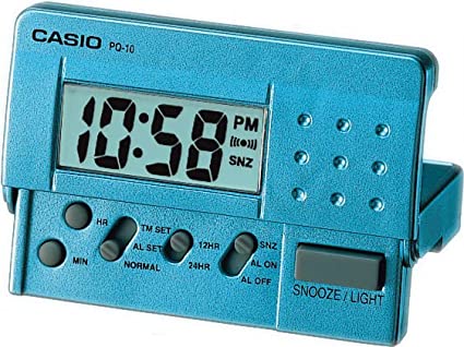 Casio PQ-10-2 Digital Traveller Alarm Clock, Blue