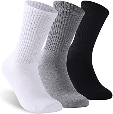 Facool Diabetic Socks for Men Women, Non-Binding Circulatory Full Cushion Quarter Socks with Seamless Toe 1/3/6 Pairs