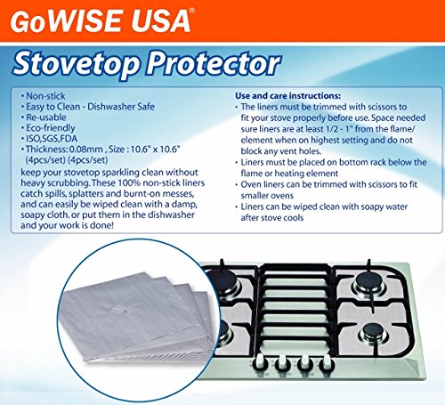 GoWISE USA Stove Top Protector - Gas Range Appliances 4 Pcs GW22617