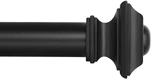Ivilon Square Designed Style Window Side Curtain Rod, 1 1/8 inch Diameter. 16 to 28 Inch - Black