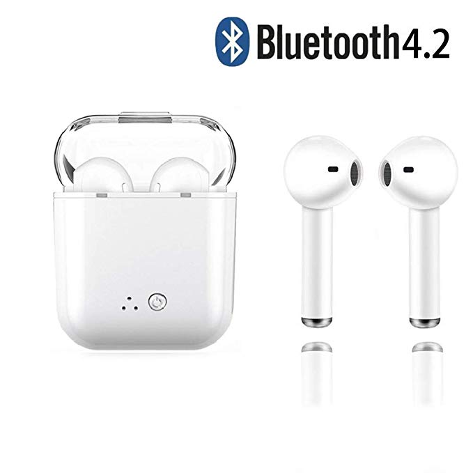 Wireless Bluetooth Headset, i7 Wireless Headset Stereo Bluetooth Headset in-Ear Built-in Handsfree Microphone for Apple Airpods Android/iPhone.