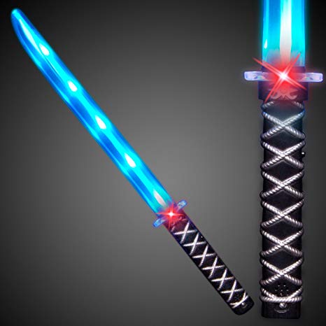 Deluxe Ninja LED Light up Sword with Motion Activated Clanging Sounds (3-Pack)