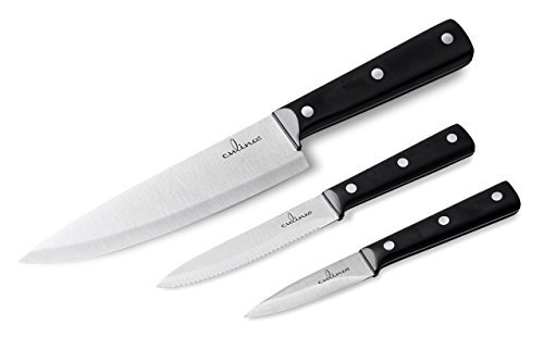 Culina 3-Piece Chef Knife Set Triple-rivet Full-tang  8-inch Chef Knife 5-inch Utility Knife 35-inch Paring Knife