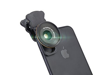 MY MIRACLE Cell Phone Lens, 20X Macro Lens with No Distortion, Clip-on Cell Phone Camera Lenses (Gold ring)