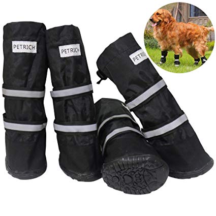 URBEST Dog Shoes, Waterproof Dog Boots, Warm Lining Nonslip Rubber Sole for Snow Winter, Only for Medium and Large Dogs, 2 Pairs