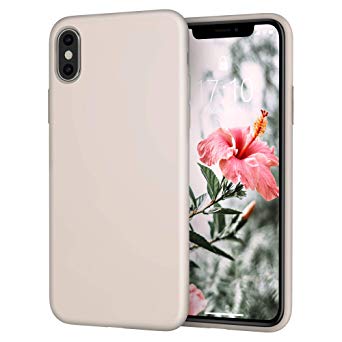 for iPhone X XS Case, OTOFLY [Silky and Soft Touch Series] Premium Soft Button Silicone Rubber Full-Body Protective Bumper Case Compatible with Apple iPhone X/iPhone Xs 5.8 inch， (White Stone)