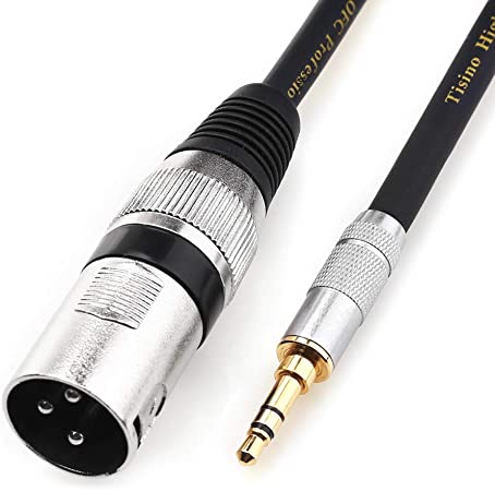 TISINO Unbalanced 3.5mm to XLR Male Cable 1/8 inch Mini Jack to XLR Cord/Adapter -1.6ft/50cm