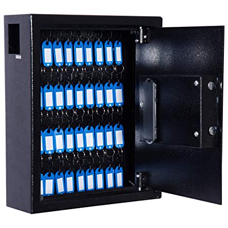 HOMCOM 40 Key Steel Wall Mount Lockable Key Organizer Storage Cabinet with Key Tags - Black