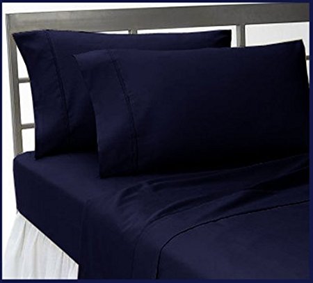 Set of 2 Standard Size 1500 Thread Count Egyptian Quality PILLOWCASES, NAVY BLUE