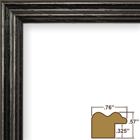 Craig Frames 200ASHBK 12 by 16-Inch Picture Frame Wood Grain Finish 75-Inch Wide Black