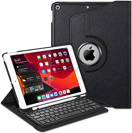 Fintie Keyboard Case for iPad 7th Generation 10.2" 2019-360 Degree Rotating Smart Stand Cover w/Pencil Holder, Built-in Wireless Bluetooth Keyboard for iPad 10.2" Tablet, Black