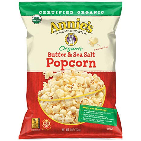 Annie's Organic Butter & Sea Salt Popcorn, 4 oz. Bag