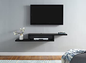 Martin Furniture 60" Asymmetrical Wall Mounted A/V Console, 60inch, Black