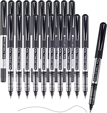 Rollerball Pens Fine Point, XSG 25 Pack Black Liquid Ink Pens, 0.7mm gel rollerball, Quick Drying for Writing Journaling Taking Notes School Office