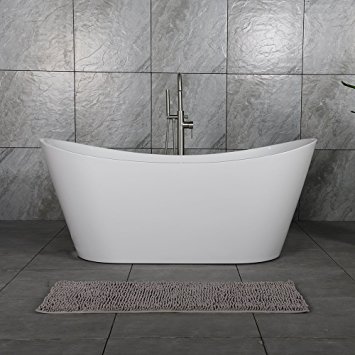 WOODBRIDGE 59" Acrylic Freestanding Bathtub Tub with Brushed Nickel Overflow and Drain, B-0011 / BTA1516