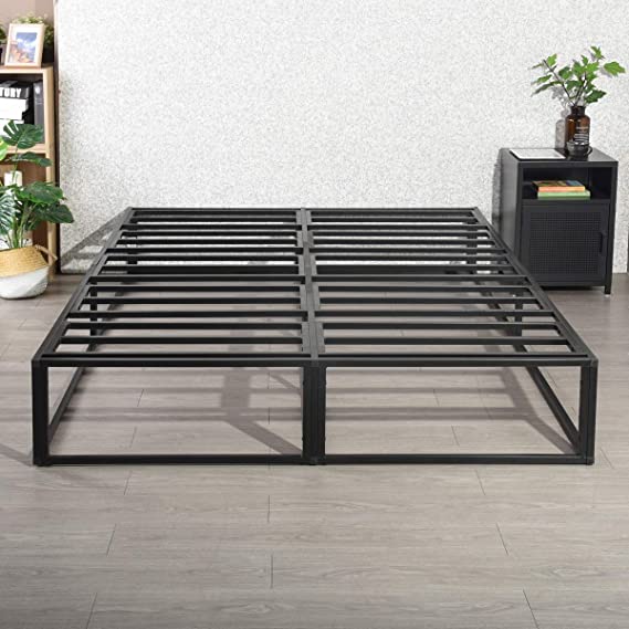 HOMYCASA Double Metal Bed Frame Solid Bedstead Base with Large Storage Space for Adults Kids Teenagers 200 * 150 * 30cm (Black)