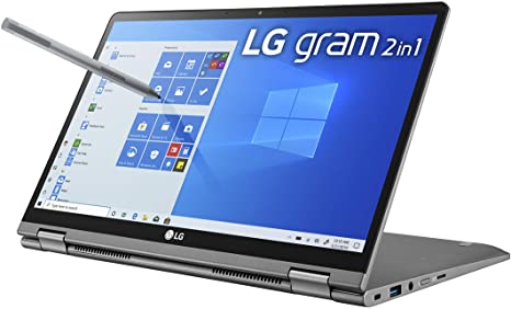 LG Gram 2-in-1 Convertible Laptop: 14" Full HD IPS Touchscreen Display, Intel 10th Gen Core i7-10510U CPU, 16GB RAM, 1TB (512GB x 2) M.2 MVMe SSD, Thunderbolt 3, 20.5 Hour Battery 14T90N (2020)