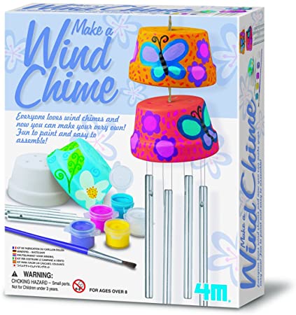 4M 4824 Make A Wind Chime Kit - Arts & Crafts Construct & Paint A Wind Powered Musical Chime DIY Gift for Kids, Boys & Girls
