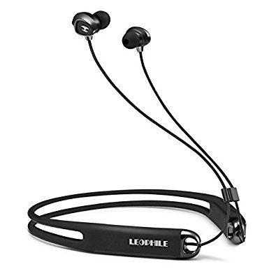 LEOPHILE EEL Wireless Neckband Headphones Sports IP67 Waterproof, Bluetooth 4.1 Stereo Headset with In-Ear Earbuds Earphones for WORKING & RUNNING - Black