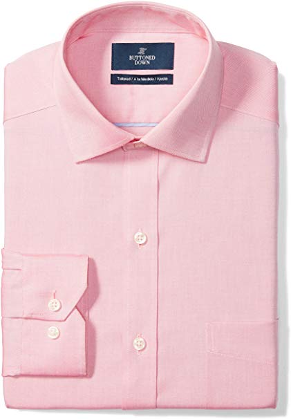 Amazon Brand - BUTTONED DOWN Men's Tailored Fit Spread-Collar Solid Pinpoint Dress Shirt, Supima Cotton Non-Iron