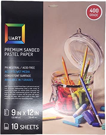 UART Sanded Pastel Paper M-148931 9-Inch/12-Inch No.400 Grade Paper, 10-Pack