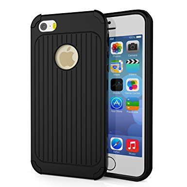 Qadou iPhone 5S Case Shock Absorption Double-Layer Drop Protection Armor Hybrid Dual Layer Defender Protective Cover for iPhone 5S (Black)