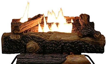 Sure Heat Mountain Vernon Oak Vent free Dual Burner Log Set for Natural Gas Fueled Fireplace, 24-Inch (Includes 6 logs)