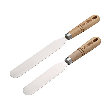 Cake Boss Wooden Tools and Gadgets 2-Piece Stainless Steel Icing Spatula Set