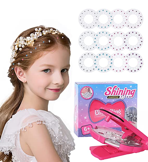 Hair Gem Stamper - Hair Bedazzler Deluxe Set with 180 Bling Bling Hair Gems - Hair Sparkle Ultimate Set Styling Tool for Fashion Decoration (180GMS)