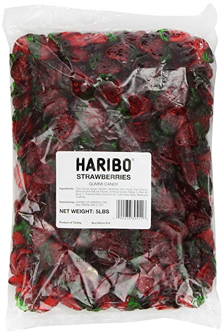 Haribo Gummi Candy, Strawberries, 5-Pound Bag