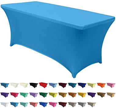 ABCCANOPY Spandex Table Cover 6 ft. Fitted 30  Colors Polyester Tablecloth Stretch Spandex Table Cover-Table Toppers (6 FT Table Cover, Turquoise)