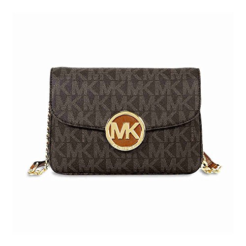 Michael Kors Women's Fulton Signature PVC Flap Gusset Crossbody Bag