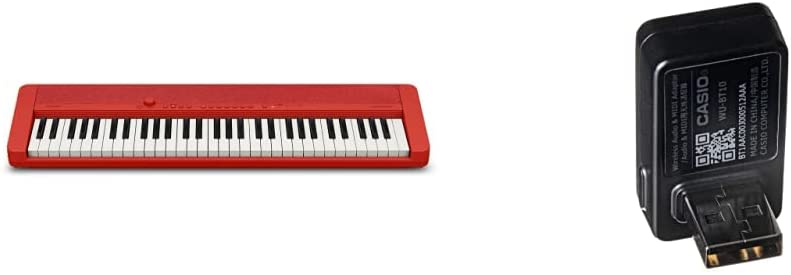 Casio, 61-Key Portable Keyboard (CT-S1RD) & Wireless Bluetooth MIDI/Audio Adapter (WU-BT10)