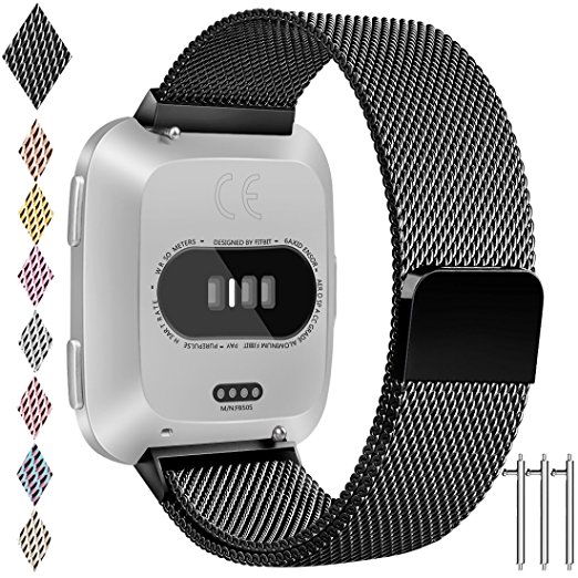 Vancle For Fitbit Versa Bands, Stainless Steel Milanese Mesh Loop Metal Replacement Bracelet Strap with Magnet Lock for Fitbit Versa Smart Watch