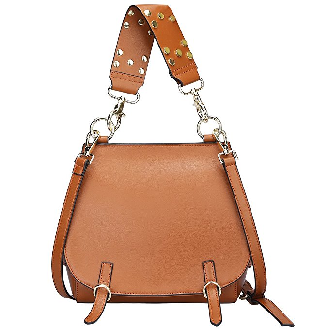 Best Deal--S-ZONE Women's Cowhide Leather Small Vintage Handbag Rivets Shoulder Bag Crossbody Purse Satchel