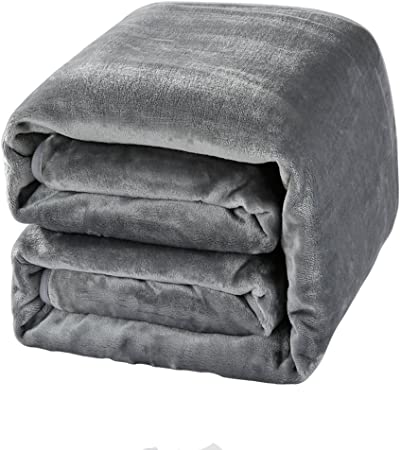 BALICHUN Soft Fleece Queen Blanket Winter Warm Brushed Flannel Blankets All Season Lightweight Thermal Throw for Bed, Sofa or Couch (Grey, Queen)