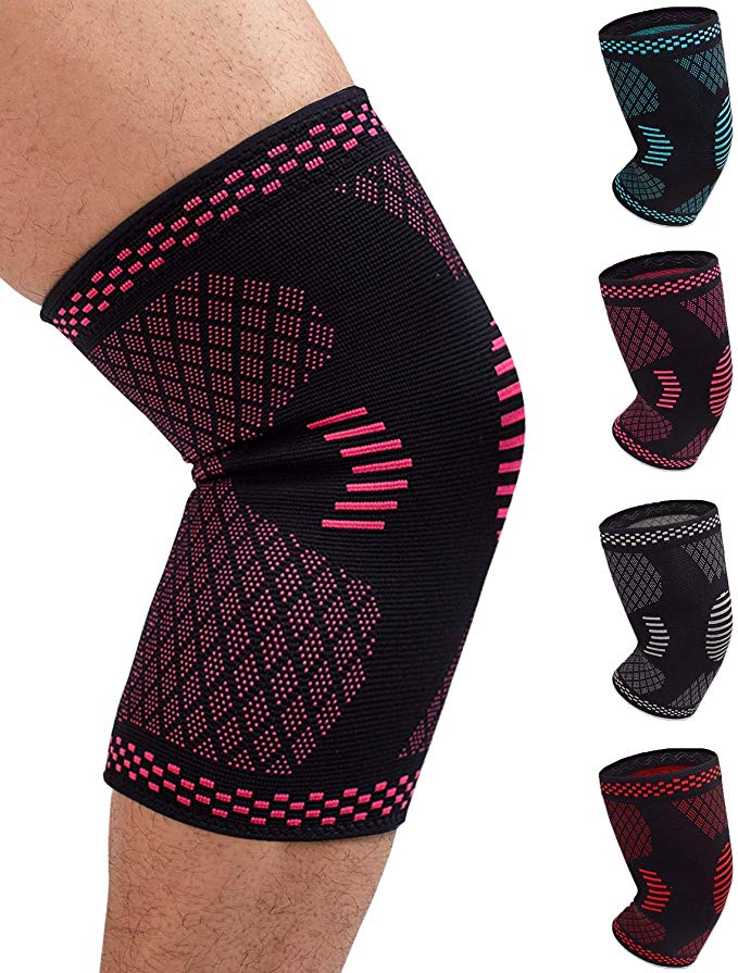 Venture Pal Knee Compression Non-Slip Sleeve - Best Knee Brace Support for Running,Hiking,Basketball,Gym - Perfect Treatment for Joint Pain Relief,Meniscus Tear,Arthritis and Injury Recovery（Single)