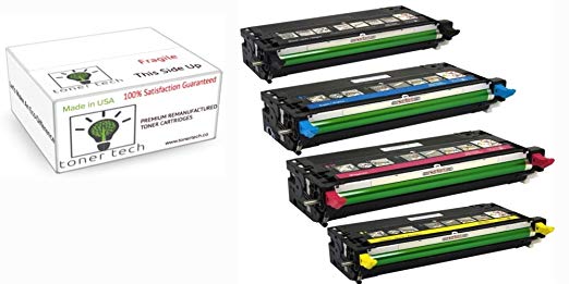 Toner Tech High Yield Remanufactured OEM Toner Cartridge Replacement Set (113R00726,113R00723,113R0074,113R00725) for Xerox Phaser 6180 Set (Complete Set)