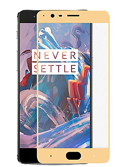 Mocolo Full Cover Tempered Glass Screen Protector for One Plus 3T One Plus 3 Screen Protector for Oneplus Three Full Coverage Screen Protector Toughened Glass (gold)