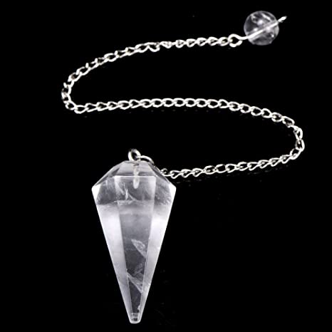 Natural Clear Quartz Healing Crystal Stone Pendulum 12 Facet Reiki Charged