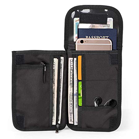 Neck Wallet RFID Blocking- Passport Holder/Concealed Travel Pouch Wallet Carrier