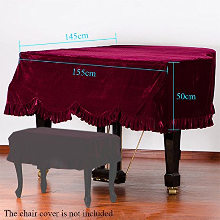 Andoer Grand Piano Pleuche Bordered Dust Protective Cover Cloth
