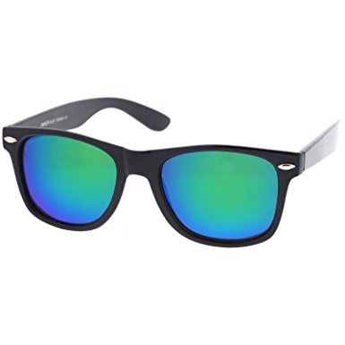 zeroUV - Retro Colored Mirror Polarized Lens Square Horn Rimmed Sunglasses 55mm