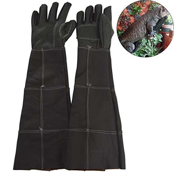 WINGOFFLY 23.6"Animal Handling Anti-bite/scratch Gloves For Dog Cat Bird Snake Parrot Lizard Wild Animals Protection Gloves(Dark Grey)