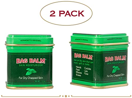 Bag Balm Vermont's Original Skin Moisturizing Ointment for Dry, Cracked Skin - 1oz Tin - 2 Pack