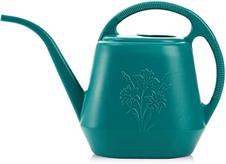 Fasmov 1-Gallon Plastic Watering Can with Comfortable Handle, Garden Watering Cans Long Spout for Indoor Outdoor Watering Plants (Green)