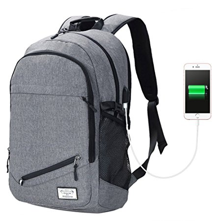 USB Charging Port 15.6" Laptop Backpack College Backpacks Satchel School Bag Computer Rucksack Business Bag