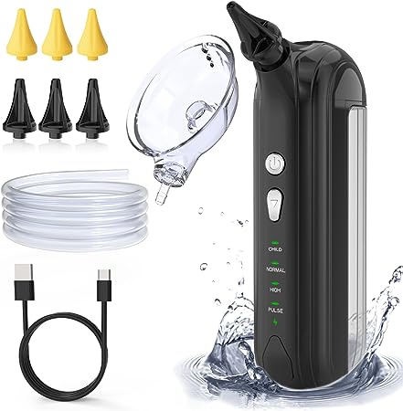 Udream Ear Wax Removal-Water Powered Ear Cleaner, Electric Ear Cleaning Kit with 4 Pressure Modes-Water Resistant Earwax Removal Kit with Ear Muff and 2 Styles Ear Tips-Safe & Effective& Easy