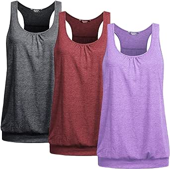 Beyove Racerback Tank Tops for Women Yoga Athletic Workout Tops Sleeveless Loose Fit Muscle Shirts Activewear 3 Pack