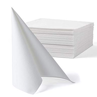 MORGIANA Napkins Cloth-Like Decoration Serviettes | Airlaid Disposable Paper Napkins Eco Friendly Napkins | Perfect for Wedding, Christmas, Party, Birthday, Dinner | 40 cm x 40cm Pack of 50 (White)